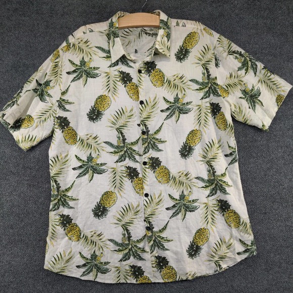Jogal Men's Button Up Hawaiian Shirt Multi Size XL Short Sleeve Pineapple Print - Picture 2 of 12